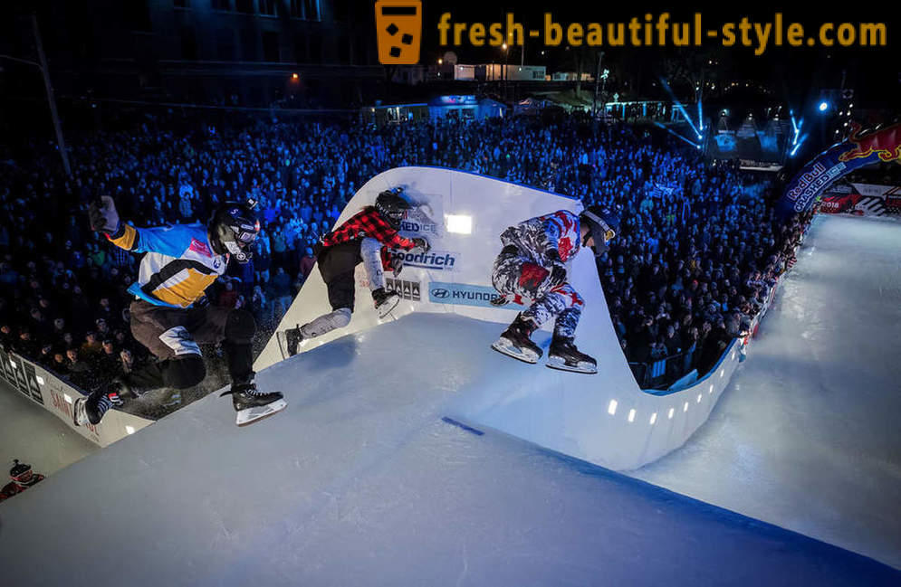 As competition took place Ice Cross Downhill