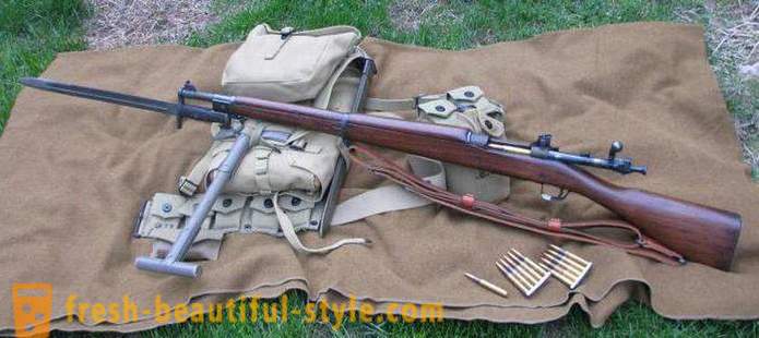 American weapons of World War II and modern. American rifles and pistols