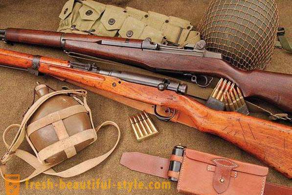 American weapons of World War II and modern. American rifles and pistols