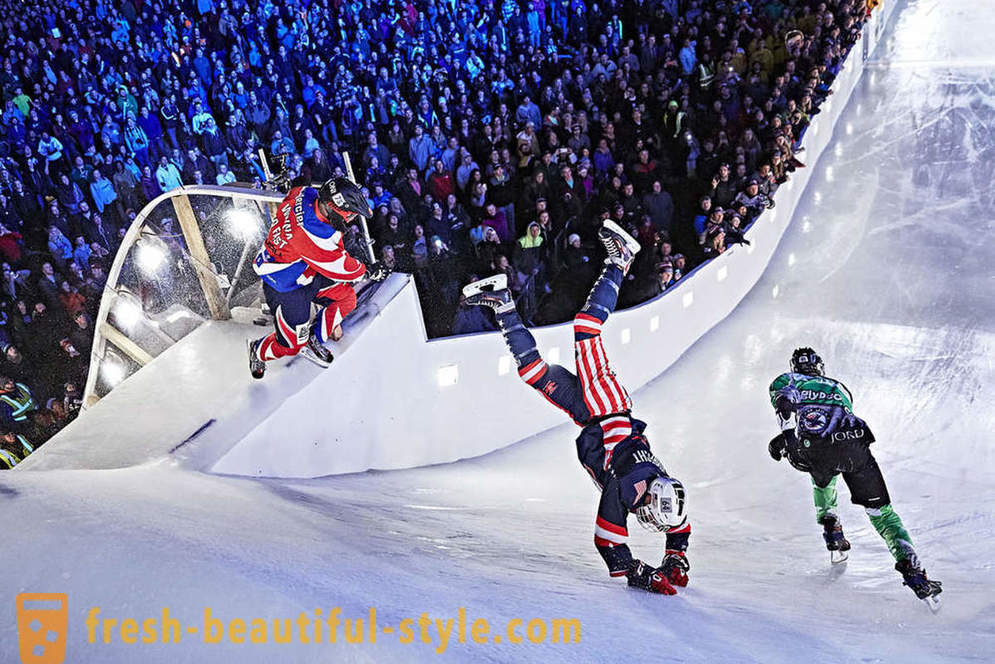 As competition took place Ice Cross Downhill