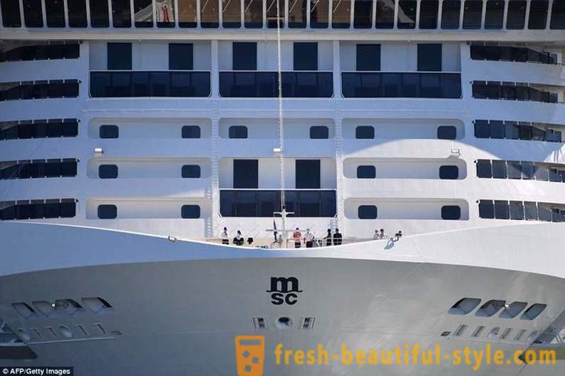 Launching ceremony of a giant cruise ship Maraviglia