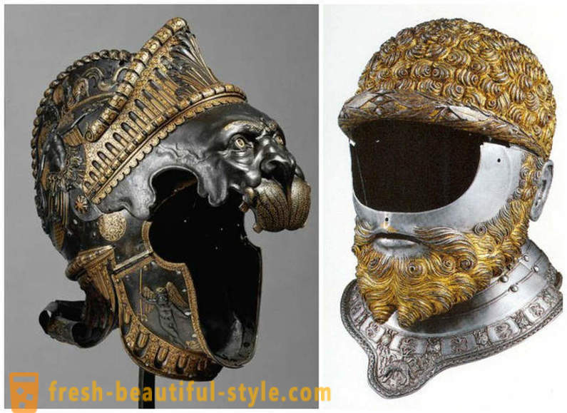 Knightly attire, gladiator masks, military helmets and the like of all time