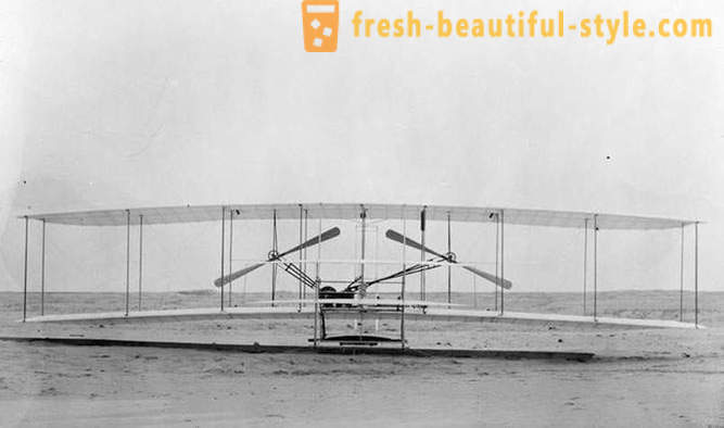 The first manned flight by plane