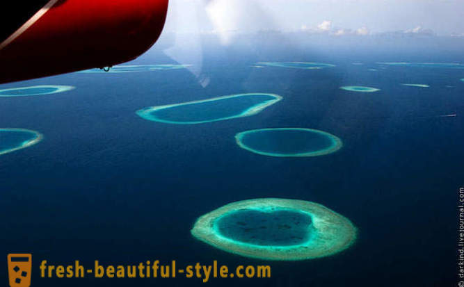 Flying over the Maldives by seaplane