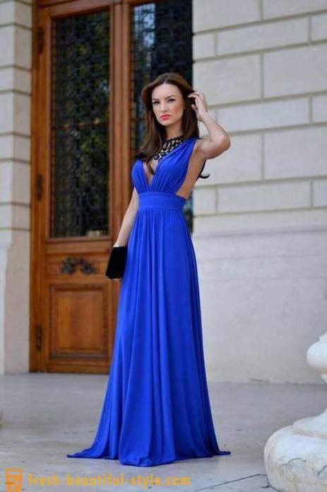 From what to wear the blue dress on the floor: tips and photos