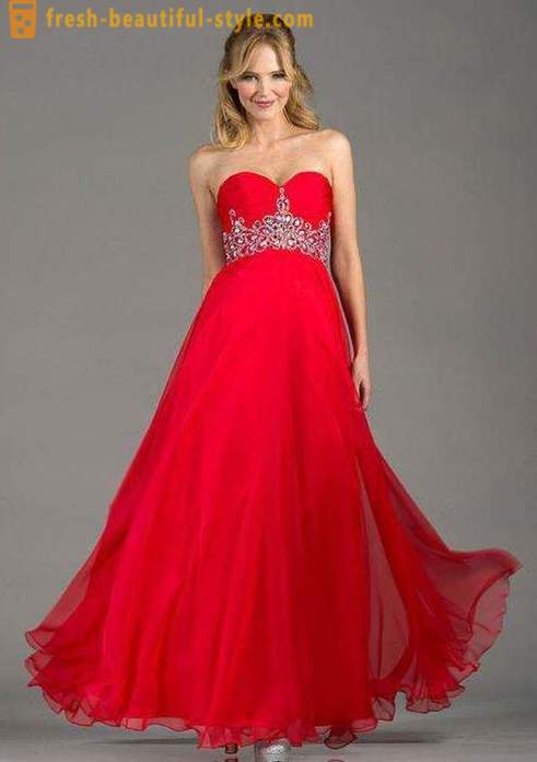 Red evening gown on the floor