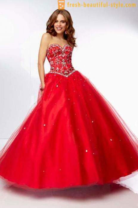 Red evening gown on the floor