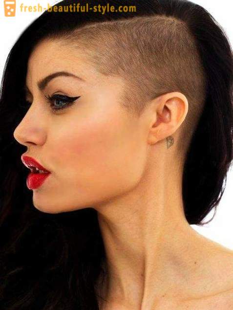 Haircut with shaved female temple. Options and styles haircuts, hair styling types.