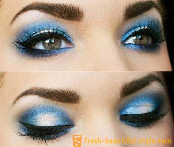 Casual makeup and discharge under a blue dress