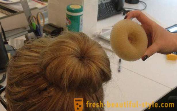 Bagel hair - hairstyles. Hairstyle with long hair on a bagel