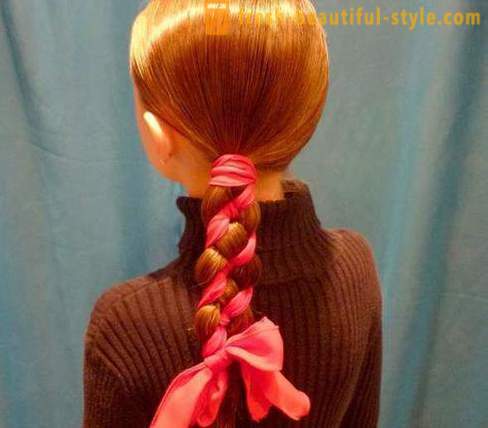 How to weave the ribbon in the braid. Step by step description and tips