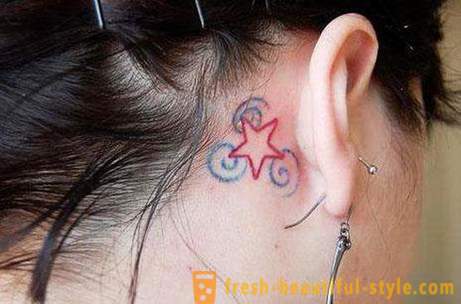 Tattoo behind the ear - the choice of modern fashionistas and mods